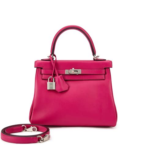 Hermès Rose Pourpre Swift Kelly 25 Retourne Palladium